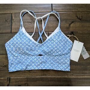 Silverwind Strappy Blue Sports Bra M Medium Size New Geometric Print Active Gym